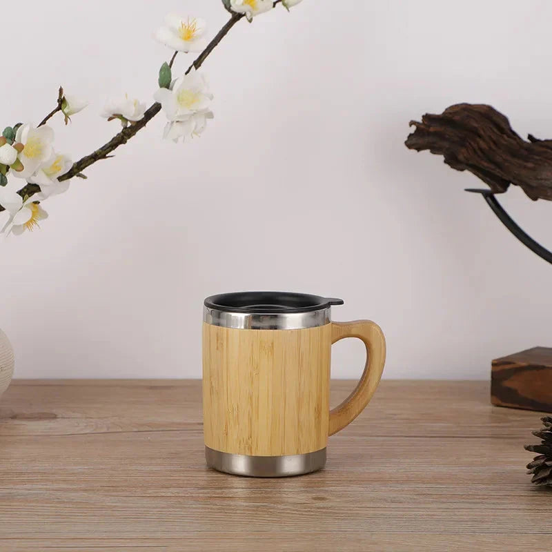 Mug isotherme bambou avec anse – 350 ou 450 ml